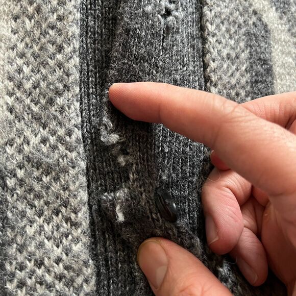 Alpaca Quitex Sweater Women’s Large Gray Peru 100% Alpaca Wool Grandma Cardigan - Picture 4 of 7